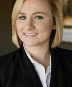 Woman with short blond hair