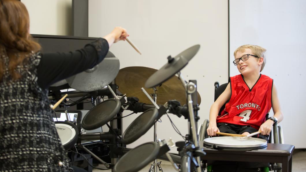 Boy playing drums 