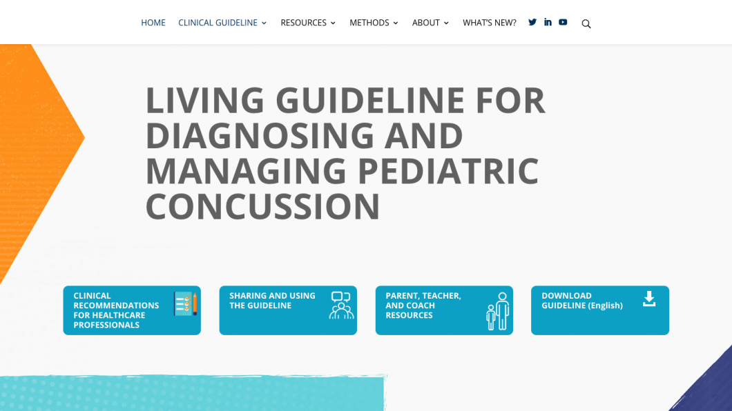 Website for living guideline for diagnosing and managing pediatric concussion