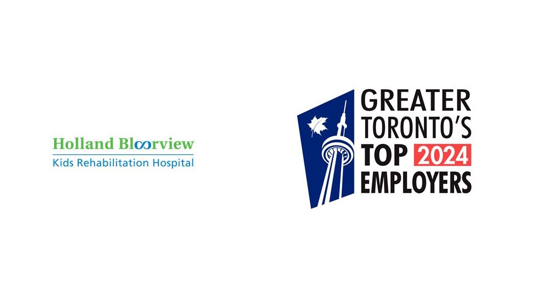 Two logos on a white background. Holland Bloorview logo on the left and Greater Toronto Top Employer 2024 logo on the right.