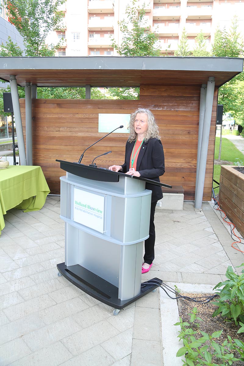 Julia Hanigsberg, president and CEO of Holland Bloorview delivering opening remarks.
