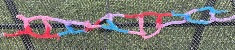Acrylic yarn and metal wire