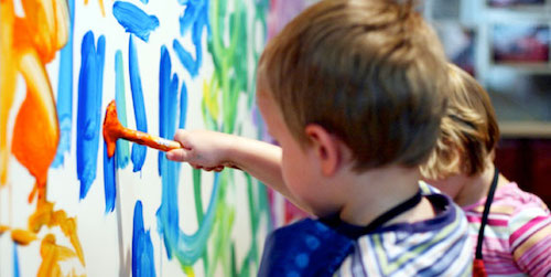 a boy painting