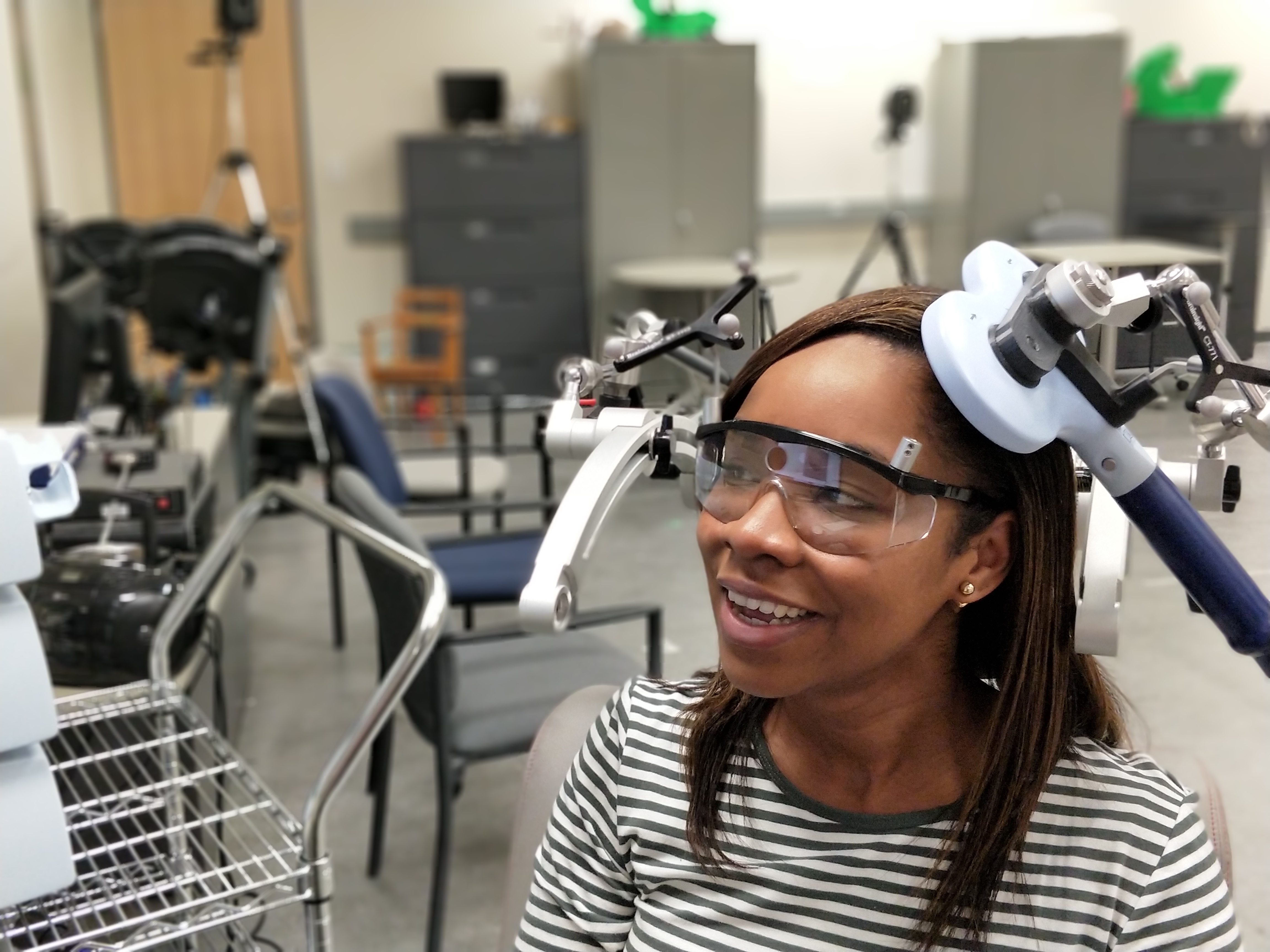 Woman using a rehabilitation device