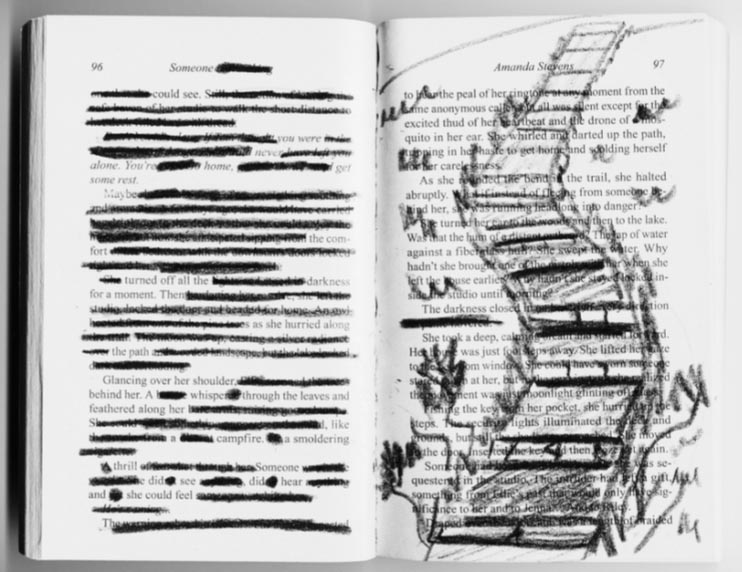 A book with a lot of content being crossed out