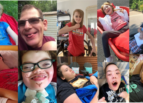 Collage of faces of children and adults with disabilities