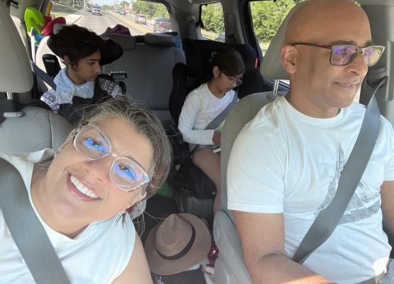 family in car
