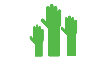 hands raised in green