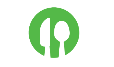 Knife and fork on a green circle