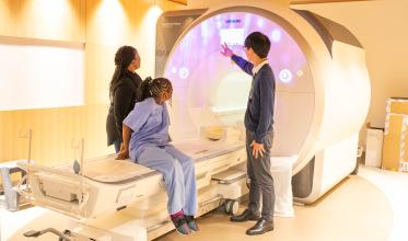 Client and staff in the MRI Suite