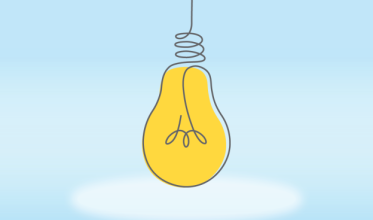 An illustrated light bulb graphic