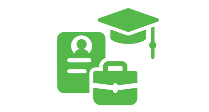icons of school and work in green