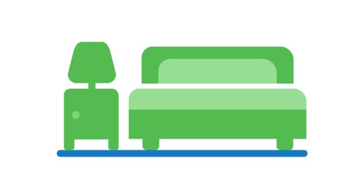 Bed and lamp icon