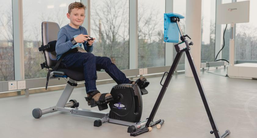 Client on an exergame bike