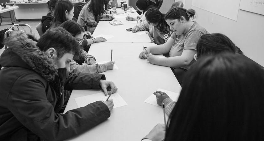 Black and white photo of a group of people