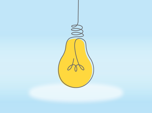 An illustrated light bulb graphic