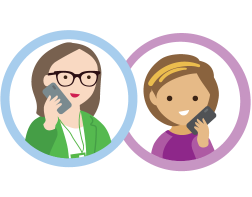 Illustration of two people talking on the phone