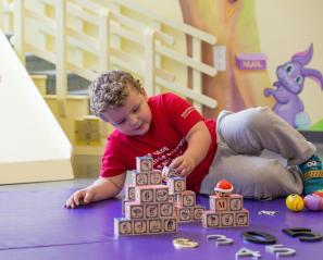 Child playing with blocks