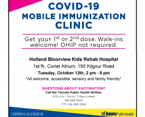 Holland Bloorview vaccination clinic poster
