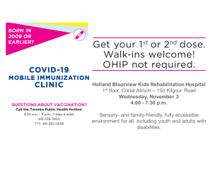 Holland Bloorview vaccination clinic poster