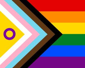 Graphic featuring intersex-inclusive pride flag