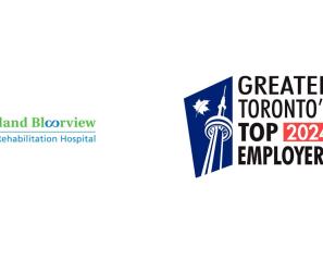 Two logos on a white background. Holland Bloorview logo on the left and Greater Toronto Top Employer 2024 logo on the right.