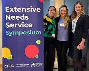 ENS tri-org leads: Karen Margallo who is director of child and family community integrated care at McMaster Children’s Hospital, Taylor Johansen, director of neurodevelopmental health at CHEO, Kathryn Decker, senior director of ENS and inclusion programs, Holland Bloorview