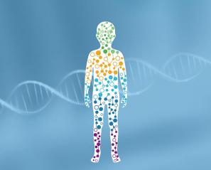 An illustration of a child with a gene across