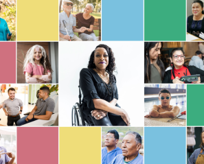 Colourful collage of people with a variety of disabilities