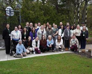 A large group of people in an outdoor setting