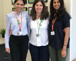 From L to R: Sana Momin, student at Holland Bloorview's concussion centre's On TRACK program; Dr. Anne Hunt; and Anita Mohan, student at the On TRACK program