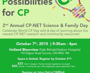 REGISTER NOW: CP-NET Creating Possibilities for CP: Science & Family Day