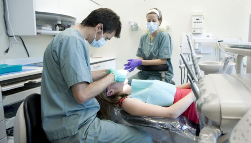 A client receiving a check-up