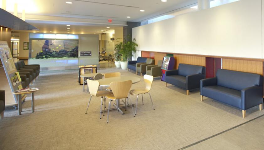 Child friendly reception area with comfortable seating