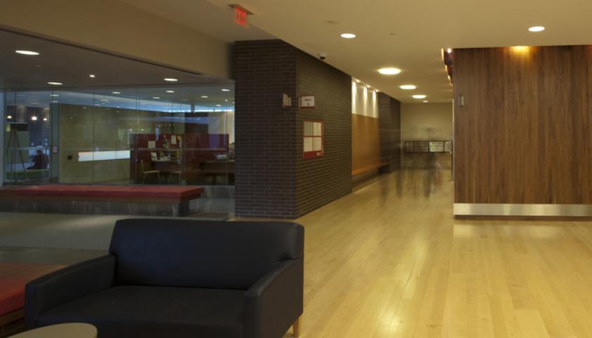 The main elevators are located beside the admissions office