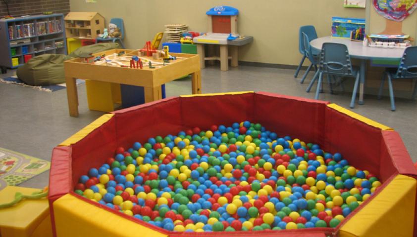 The playroom has lots of activities to keep kids of all ages entertained and engaged