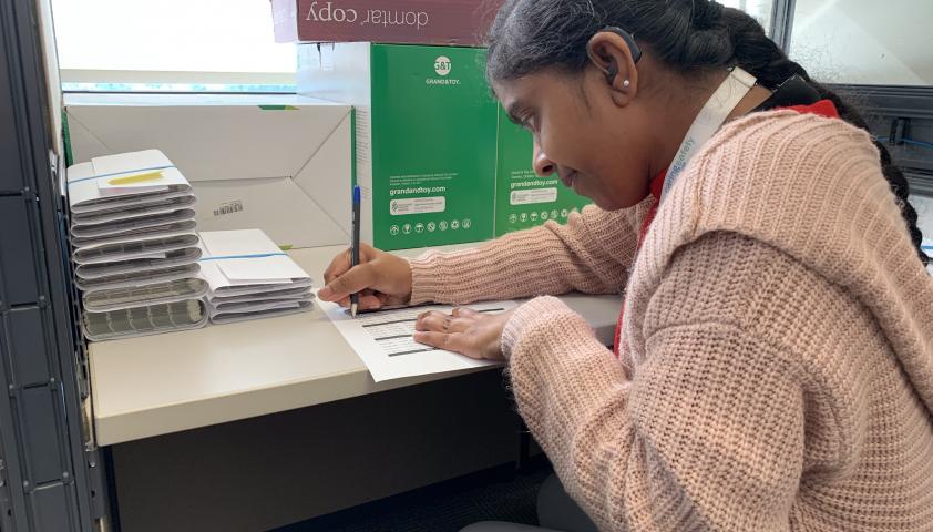 One of the Project SEARCH students hard at work.