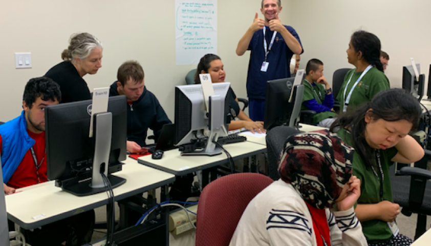 Students doing some computer training.