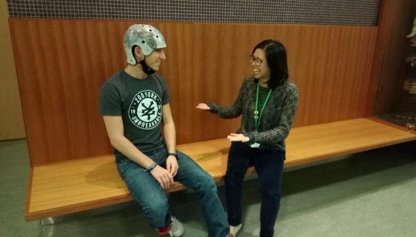 Jacob with Maria, who he worked with the most on his road to recovery.