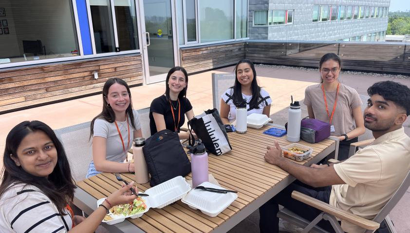 Students having lunch.