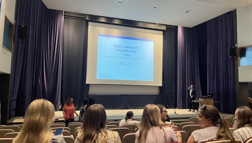 Students attending a lecture. 