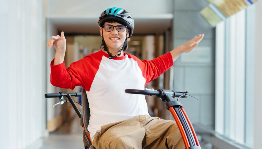 boy on adaptive bike