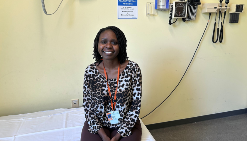 adult woman in clinical assessment room