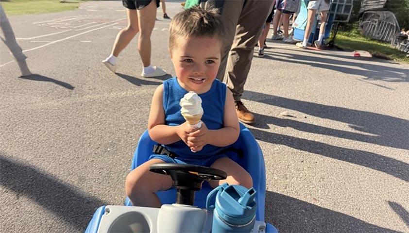 A boy with an ice cream