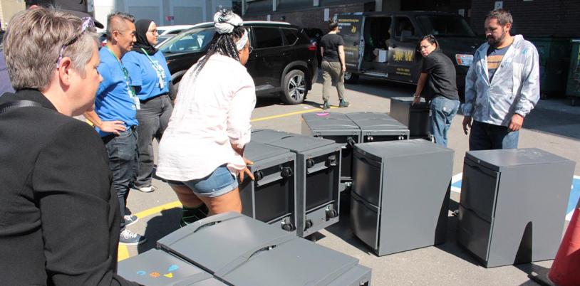 Some people moving old furnitures