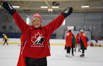 Barb Underhill opened up her arms in a skating setting