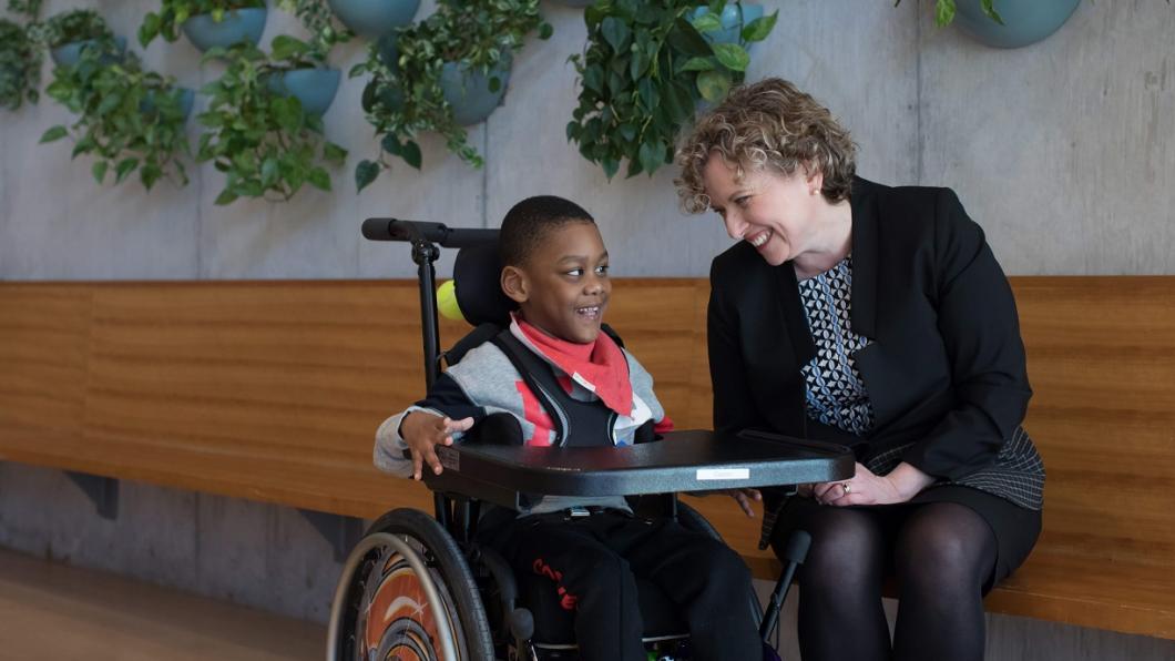 Julia Hanigsberg, president and CEO of Holland Bloorview Kids Rehabilitation Hospital with client