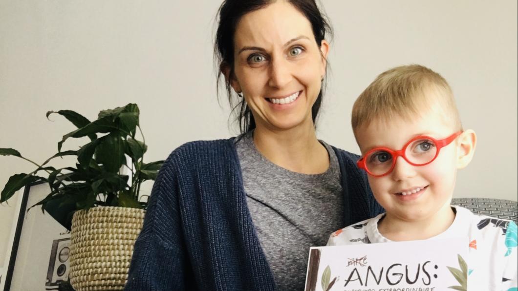 Danielle and her son Freddie with the book.