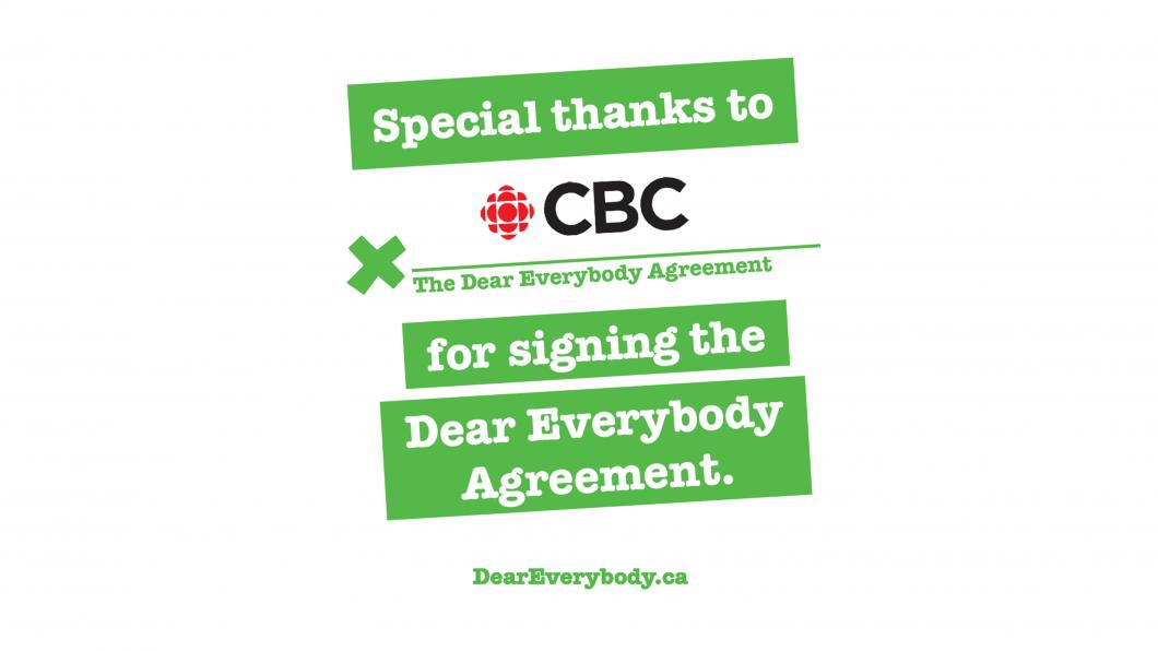 Dear Everybody signed by CBC