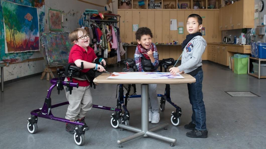 Kids making art in the studio. 